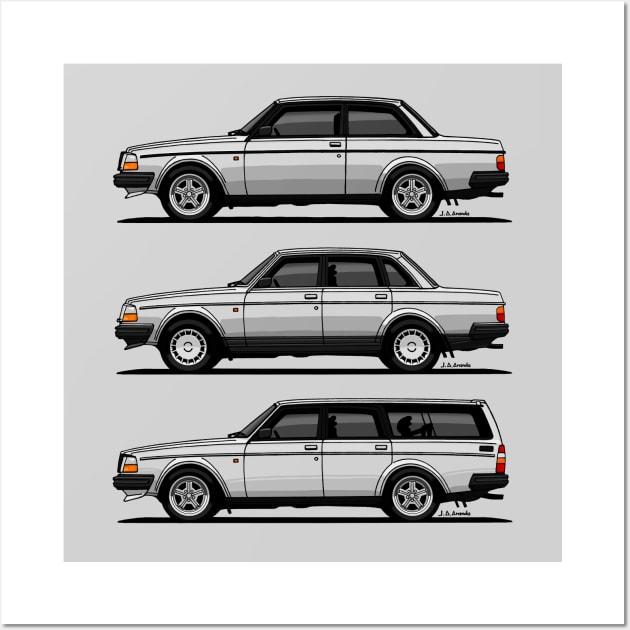 Family portrait of the iconic swedish car Wall Art by jaagdesign